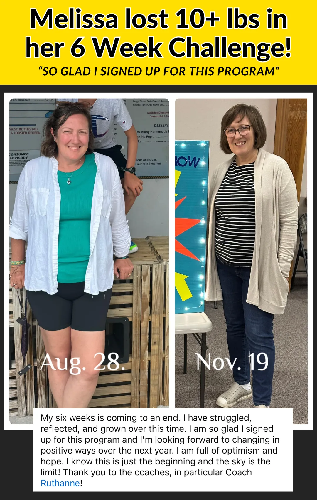 Melissa transformation: 10+ lbs in 6 weeks