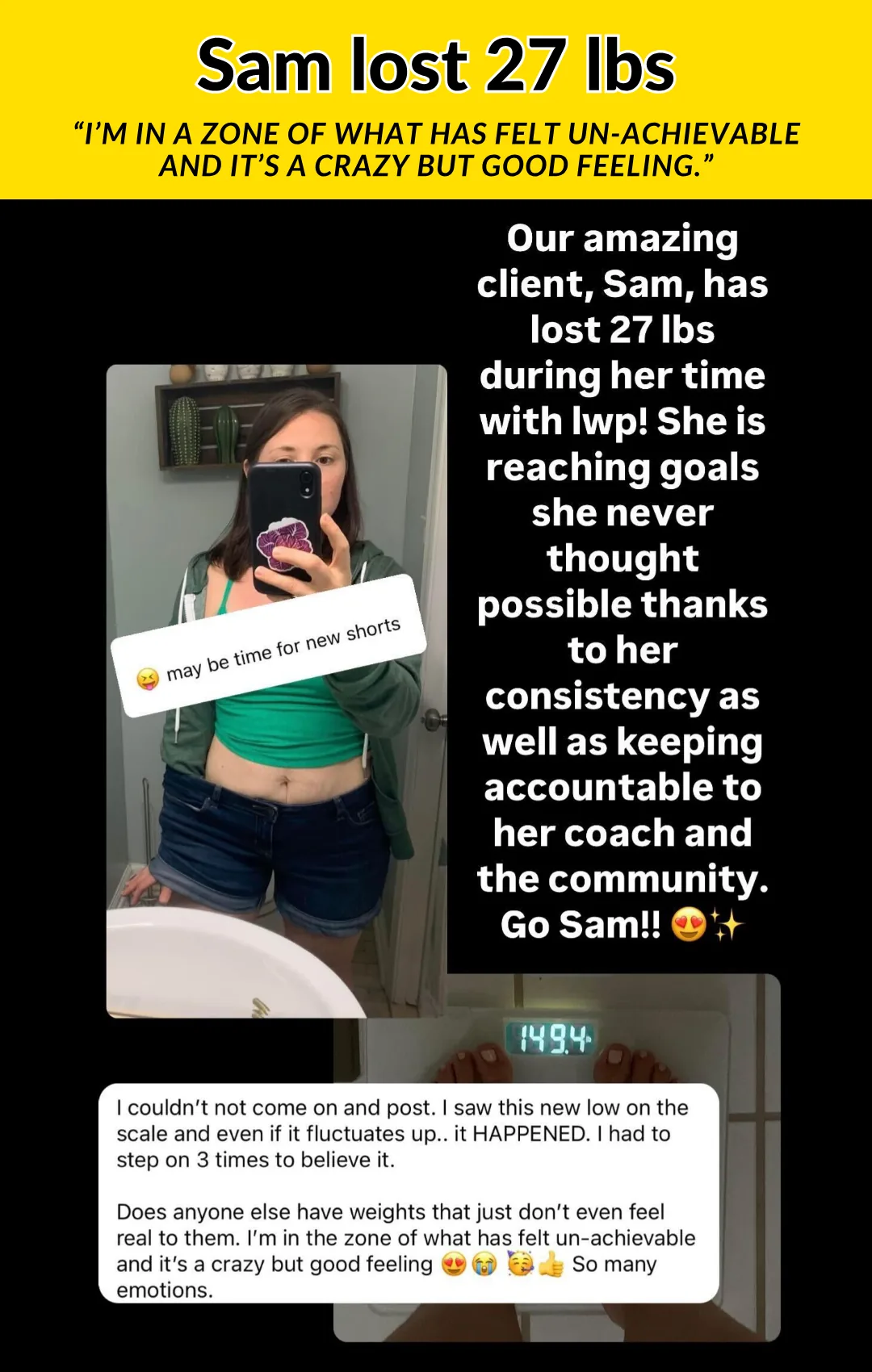 Sam transformation: Lost 27 lbs