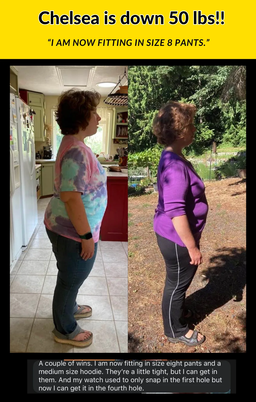 Chelsea transformation: 50 lbs down