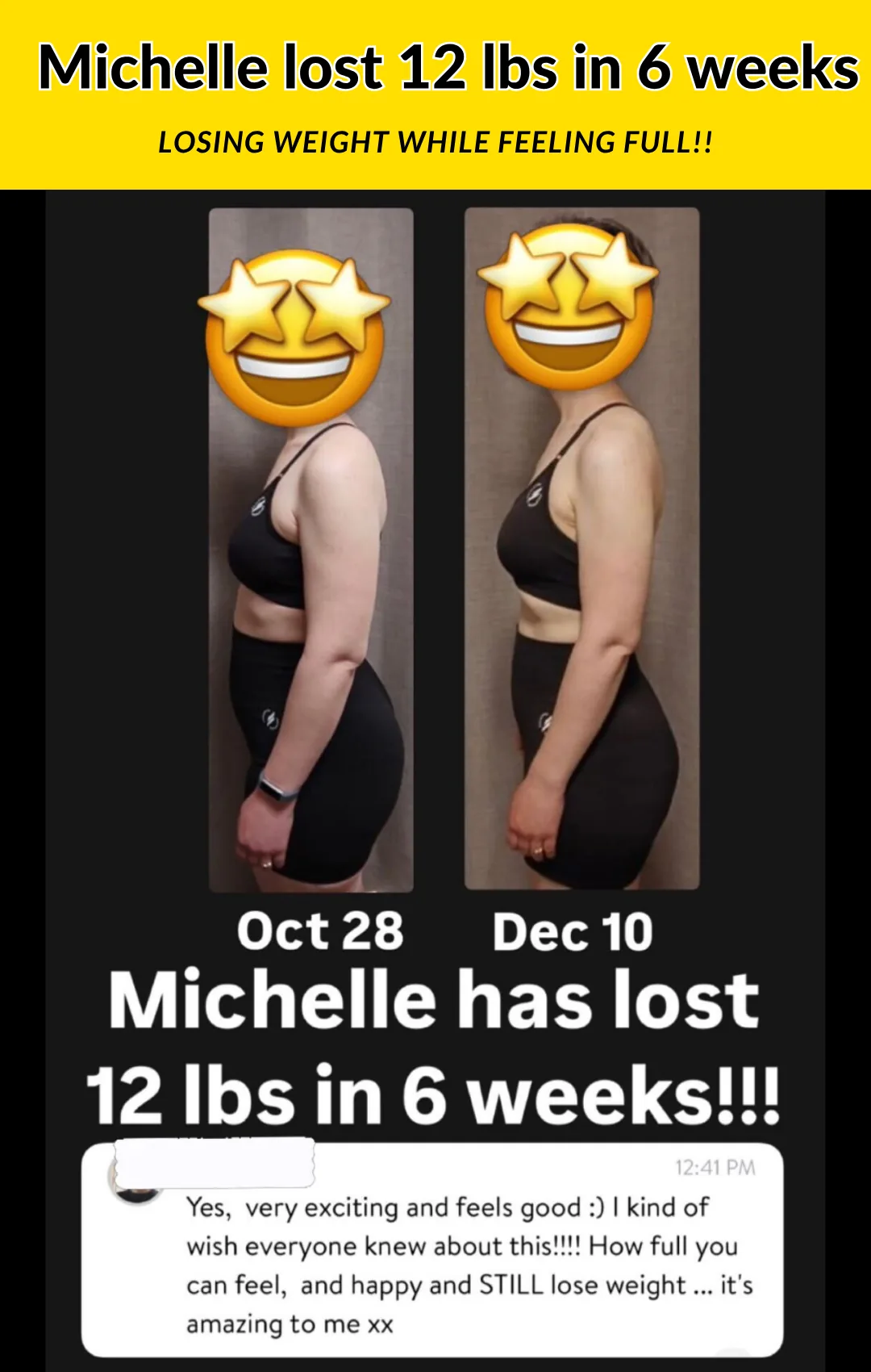 Michelle transformation: 12 lbs in 6 weeks