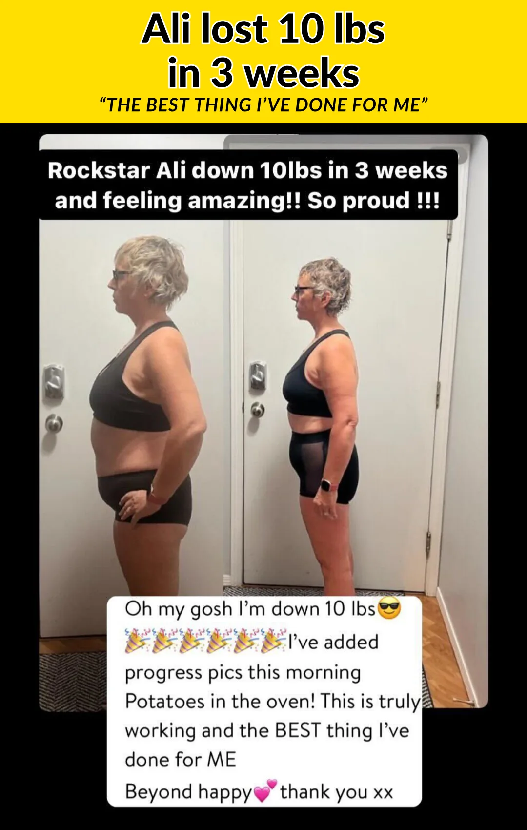 Ali transformation: 10 lbs in 3 weeks